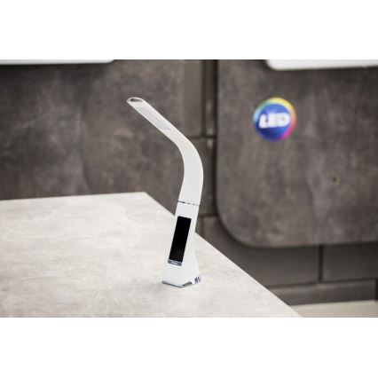 Lámpara LED de mesa regulable con display LEATHER LED/6,5W/5V blanco