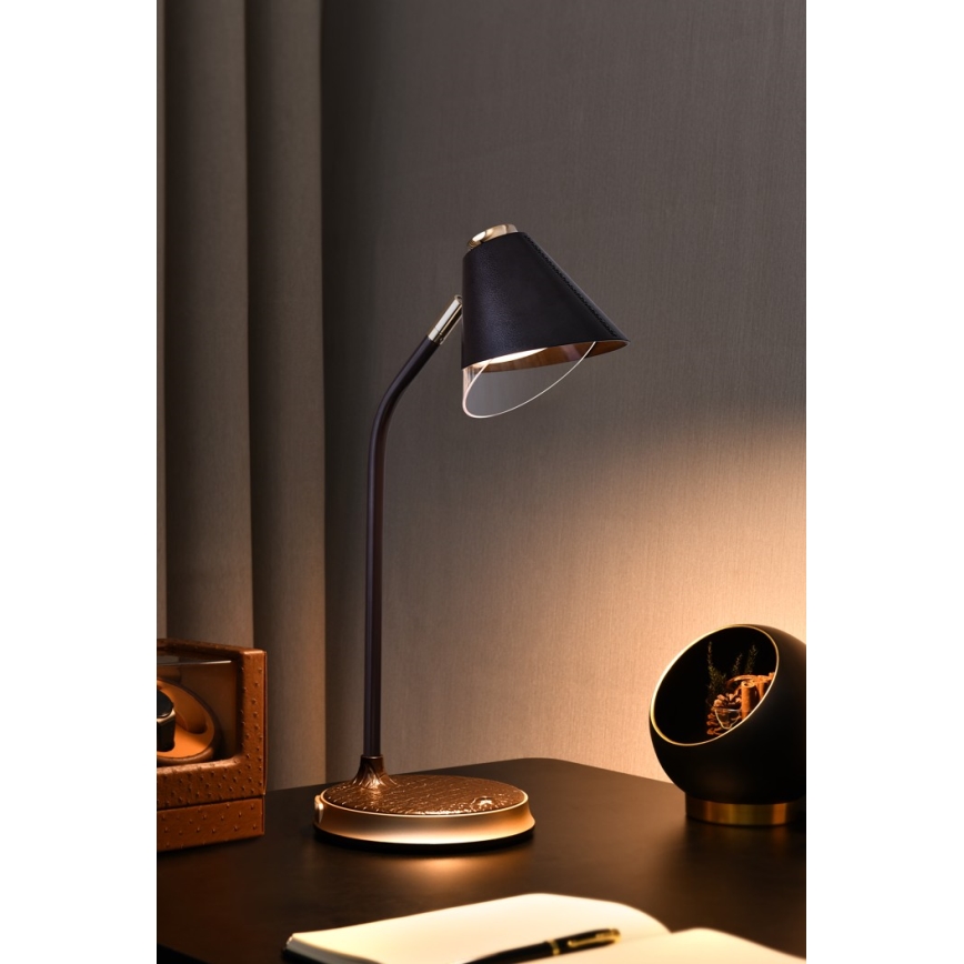 Lámpara de mesa LED regulable con cargador inalámbrico FINCH LED/9W/12/230V gris/cromo brillante