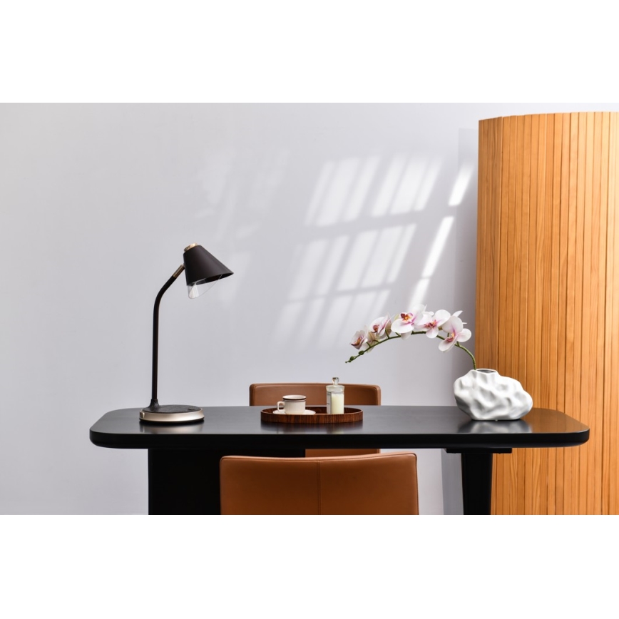 Lámpara de mesa LED regulable con cargador inalámbrico FINCH LED/9W/12/230V gris/cromo brillante
