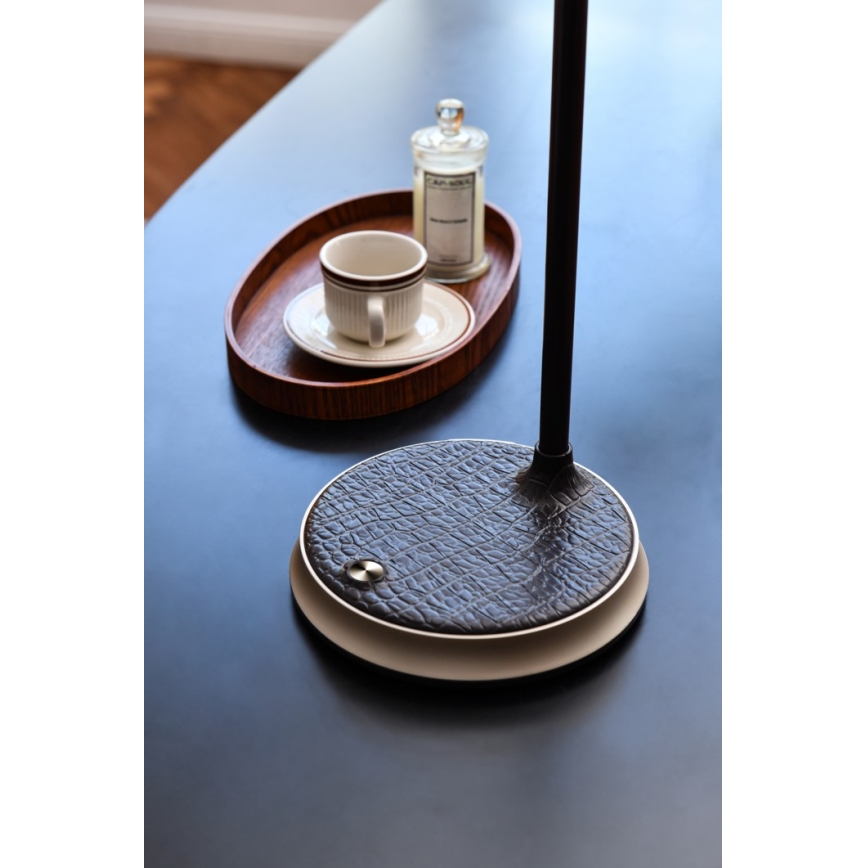 Lámpara de mesa LED regulable con cargador inalámbrico FINCH LED/9W/12/230V gris/cromo brillante