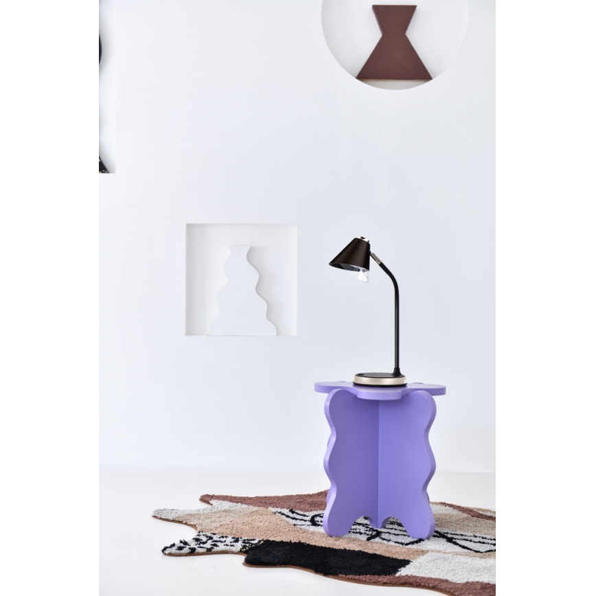 Lámpara de mesa LED regulable con cargador inalámbrico FINCH LED/9W/12/230V gris/cromo brillante