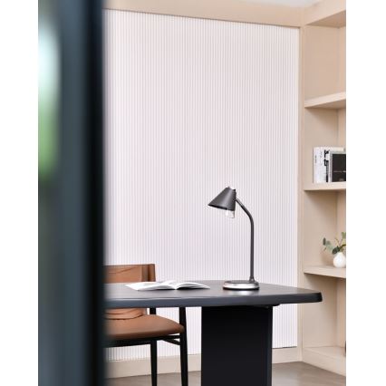Lámpara de mesa LED regulable con cargador inalámbrico FINCH LED/9W/12/230V gris/cromo brillante