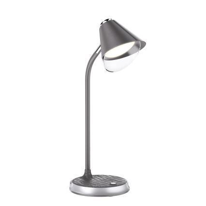 Lámpara de mesa LED regulable con cargador inalámbrico FINCH LED/9W/12/230V gris/cromo brillante