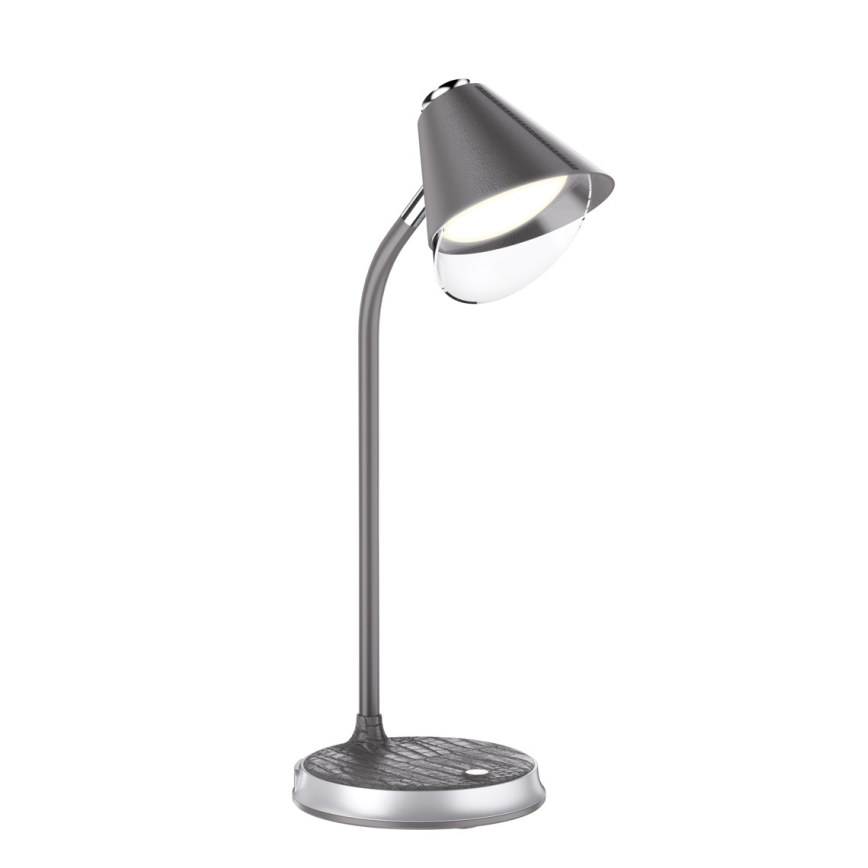 Lámpara de mesa LED regulable con cargador inalámbrico FINCH LED/9W/12/230V gris/cromo brillante