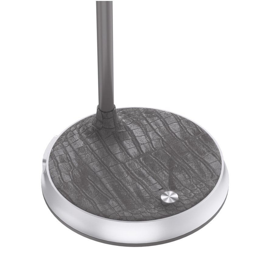 Lámpara de mesa LED regulable con cargador inalámbrico FINCH LED/9W/12/230V gris/cromo brillante