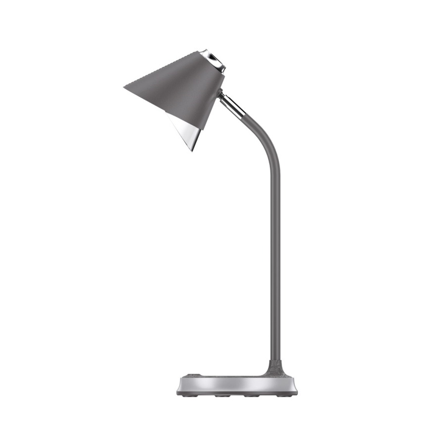 Lámpara de mesa LED regulable con cargador inalámbrico FINCH LED/9W/12/230V gris/cromo brillante