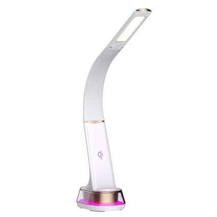 Lámpara de mesa LED RGB regulable con cargador inalámbrico CORELLA LED/7W/12/230V blanco
