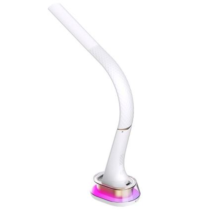 Lámpara de mesa LED RGB regulable con cargador inalámbrico CORELLA LED/7W/12/230V blanco