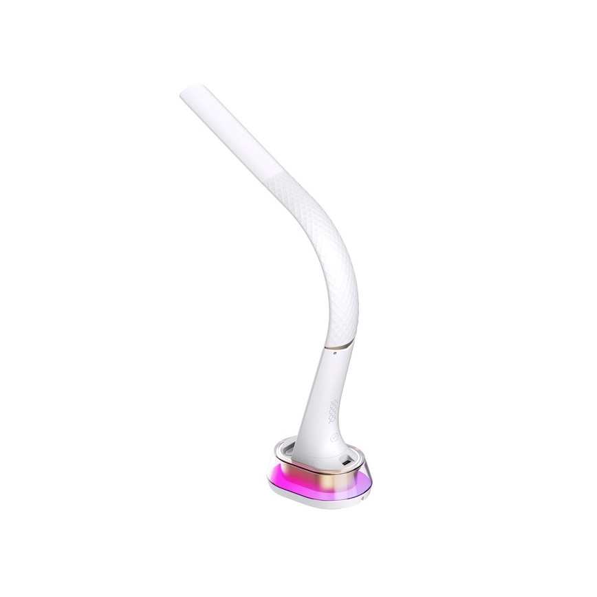 Lámpara de mesa LED RGB regulable con cargador inalámbrico CORELLA LED/7W/12/230V blanco