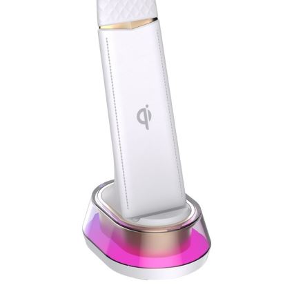 Lámpara de mesa LED RGB regulable con cargador inalámbrico CORELLA LED/7W/12/230V blanco