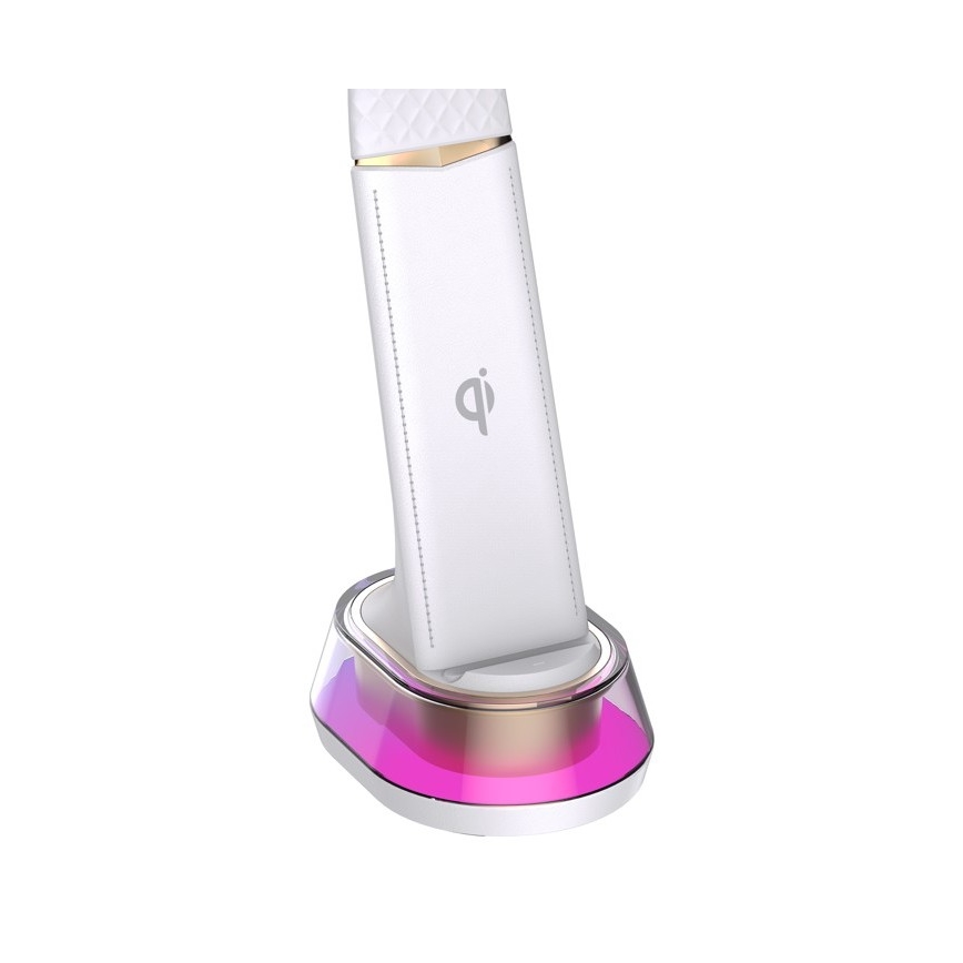 Lámpara de mesa LED RGB regulable con cargador inalámbrico CORELLA LED/7W/12/230V blanco