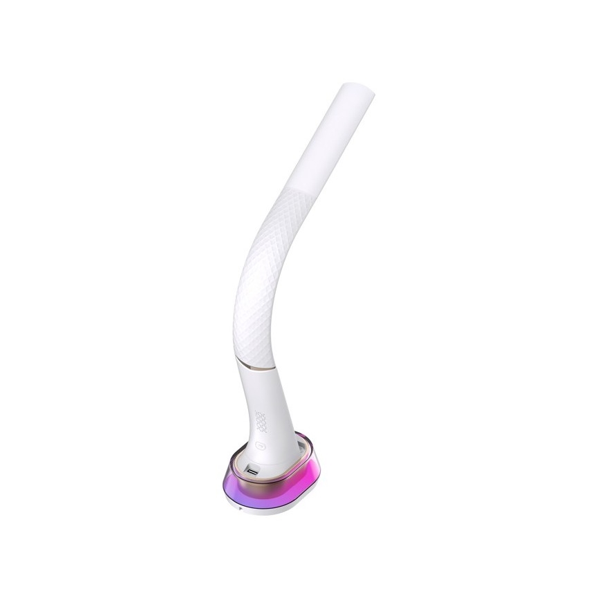 Lámpara de mesa LED RGB regulable con cargador inalámbrico CORELLA LED/7W/12/230V blanco