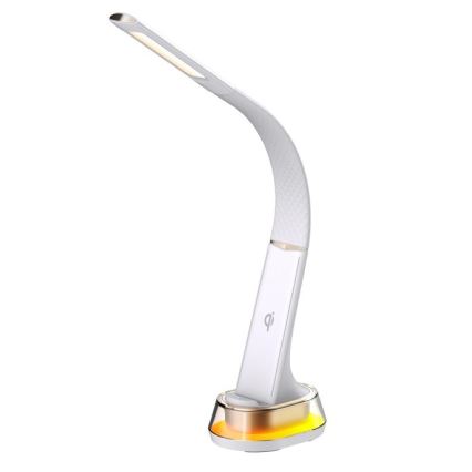 Lámpara de mesa LED RGB regulable con cargador inalámbrico CORELLA LED/7W/12/230V blanco