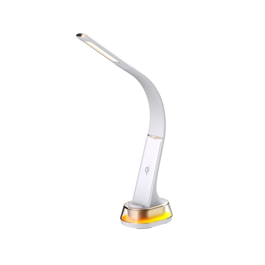 Lámpara de mesa LED RGB regulable con cargador inalámbrico CORELLA LED/7W/12/230V blanco