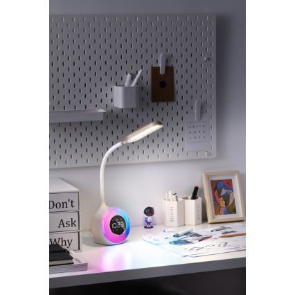 Lámpara de mesa LED RGBW regulable con despertador FALCON LED/10W/12V