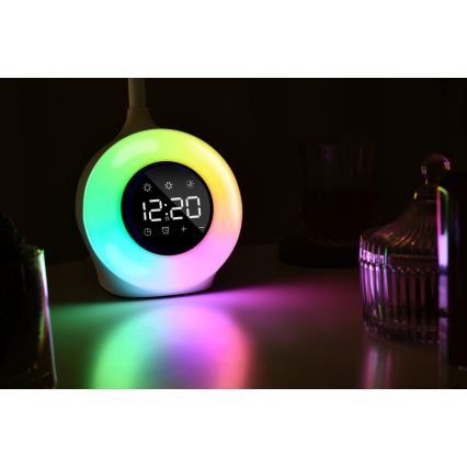 Lámpara de mesa LED RGBW regulable con despertador FALCON LED/10W/12V