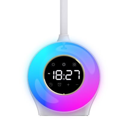 Lámpara de mesa LED RGBW regulable con despertador FALCON LED/10W/12V