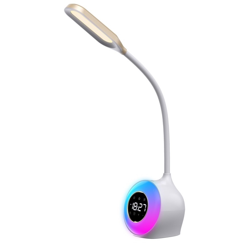 Lámpara de mesa LED RGBW regulable con despertador FALCON LED/10W/12V