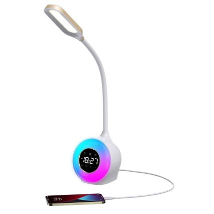 Lámpara de mesa LED RGBW regulable con despertador FALCON LED/10W/12V