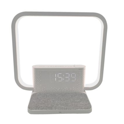 Lámpara de mesa LED regulable con despertador y Qi cargando LED/18W/230V blanco