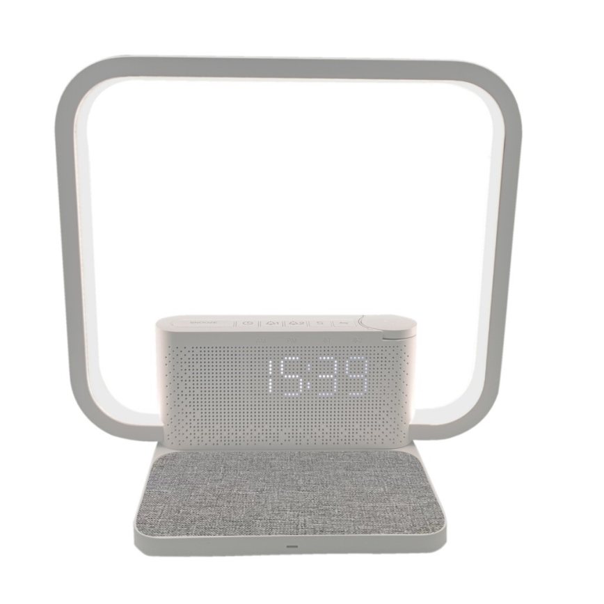 Lámpara de mesa LED regulable con despertador y Qi cargando LED/18W/230V blanco
