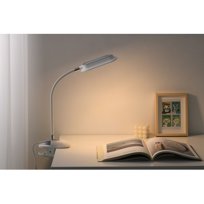 Lámpara de mesa regulable LED+CCT con pinza CLIP LED/7,5W/230V 3000/4200/5000K blanca