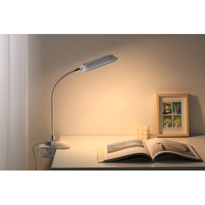 Lámpara de mesa regulable LED+CCT con pinza CLIP LED/7,5W/230V 3000/4200/5000K blanca