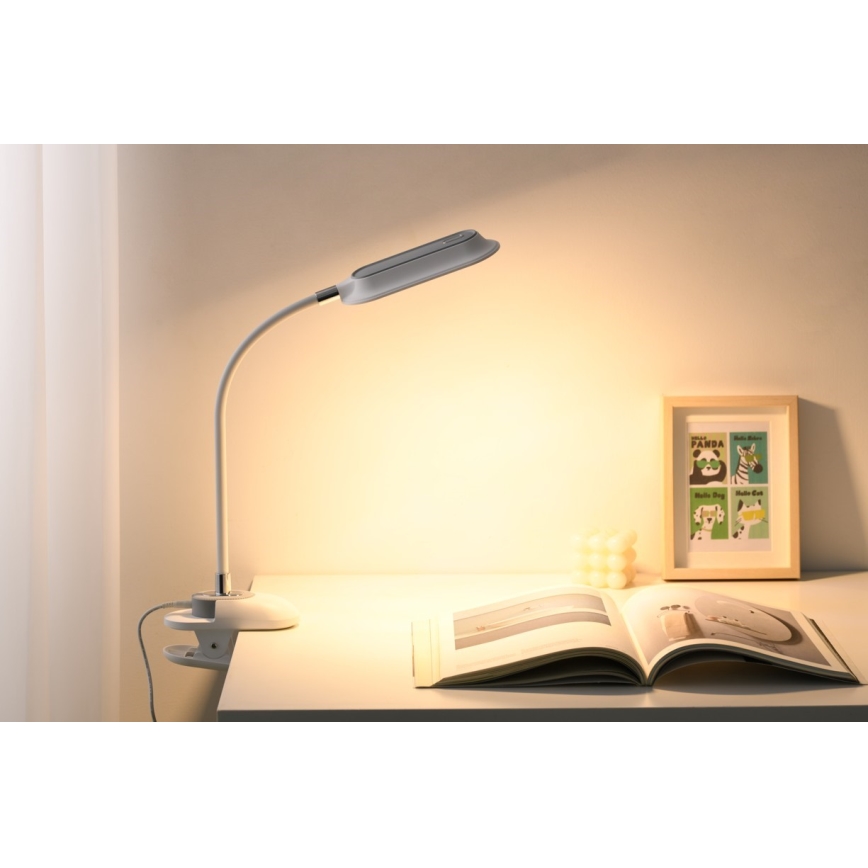 Lámpara de mesa regulable LED+CCT con pinza CLIP LED/7,5W/230V 3000/4200/5000K blanca