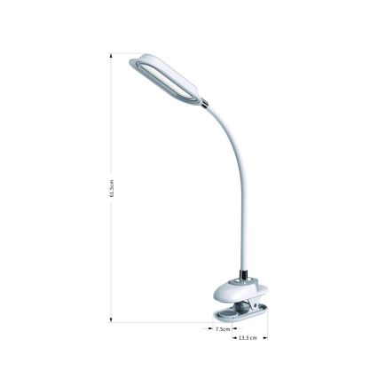 Lámpara de mesa regulable LED+CCT con pinza CLIP LED/7,5W/230V 3000/4200/5000K blanca