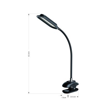 LED+CCT Lámpara de mesa regulable con pinza CLIP LED/7,5W/230V 3000/4200/5000K negra