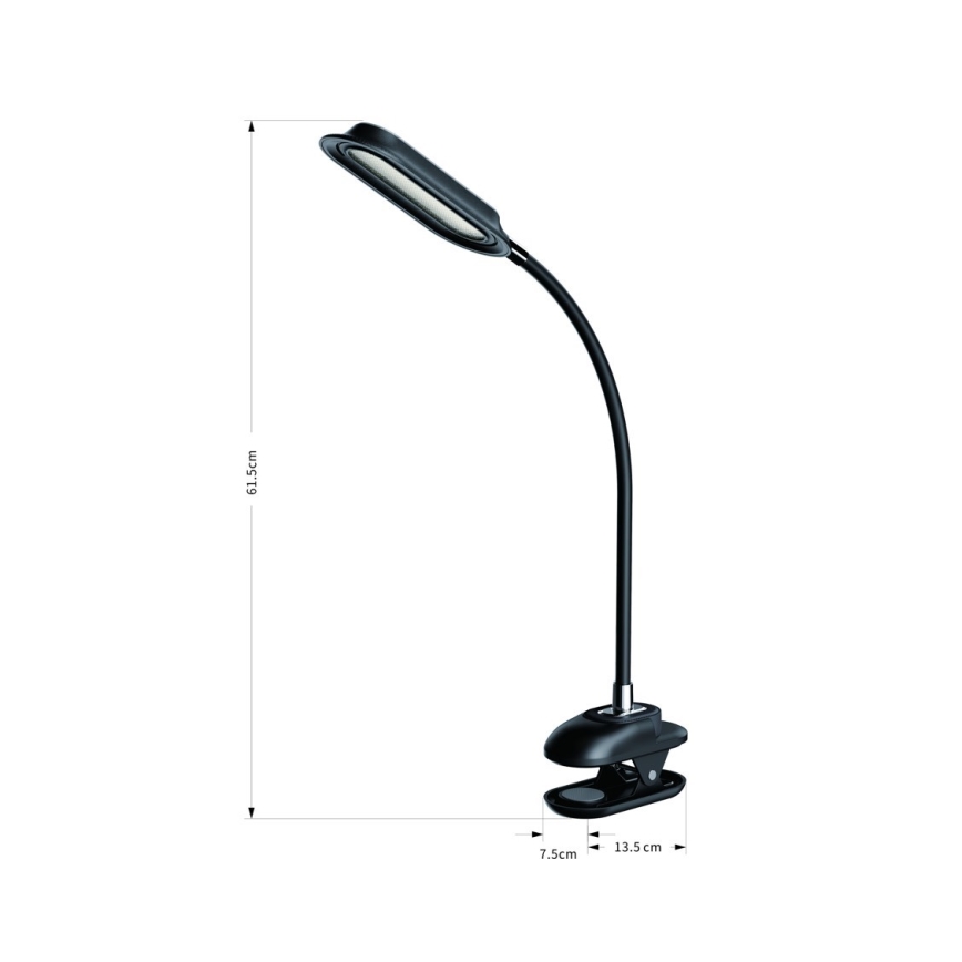 LED+CCT Lámpara de mesa regulable con pinza CLIP LED/7,5W/230V 3000/4200/5000K negra