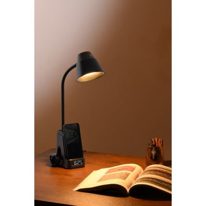 LED+CCT Lámpara de mesa regulable con carga inalámbrica QI IDEAL LED/8W/230V 2700/4000/5000K marrón