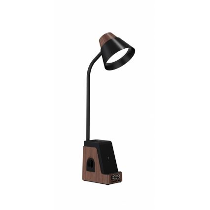LED+CCT Lámpara de mesa regulable con carga inalámbrica QI IDEAL LED/8W/230V 2700/4000/5000K marrón