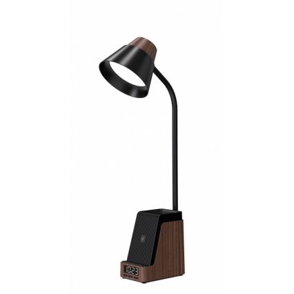 LED+CCT Lámpara de mesa regulable con carga inalámbrica QI IDEAL LED/8W/230V 2700/4000/5000K marrón