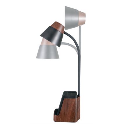 LED+CCT Lámpara de mesa regulable con carga inalámbrica QI IDEAL LED/8W/230V 2700/4000/5000K marrón