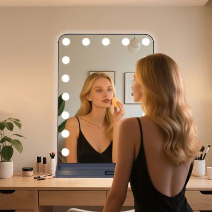 Espejo de maquillaje LED regulable HOLLYWOOD LED/18W/230V 3000/4200/6000K gris