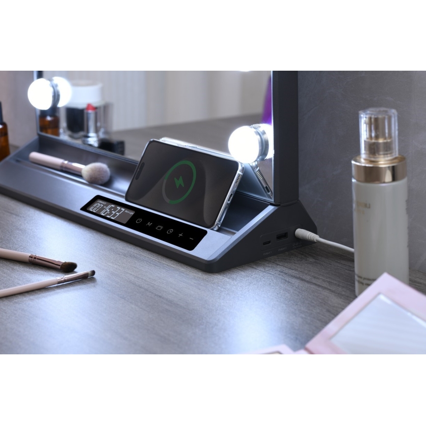 Espejo de maquillaje LED regulable HOLLYWOOD LED/18W/230V 3000/4200/6000K gris