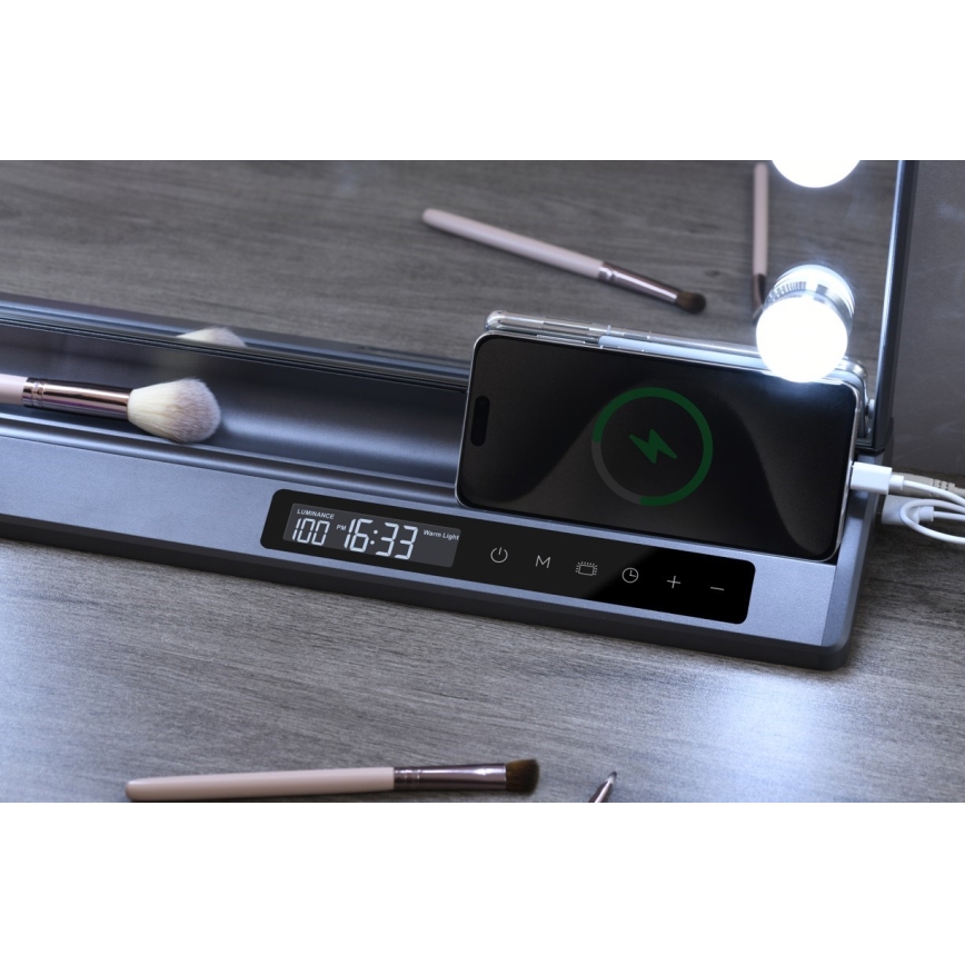 Espejo de maquillaje LED regulable HOLLYWOOD LED/18W/230V 3000/4200/6000K gris