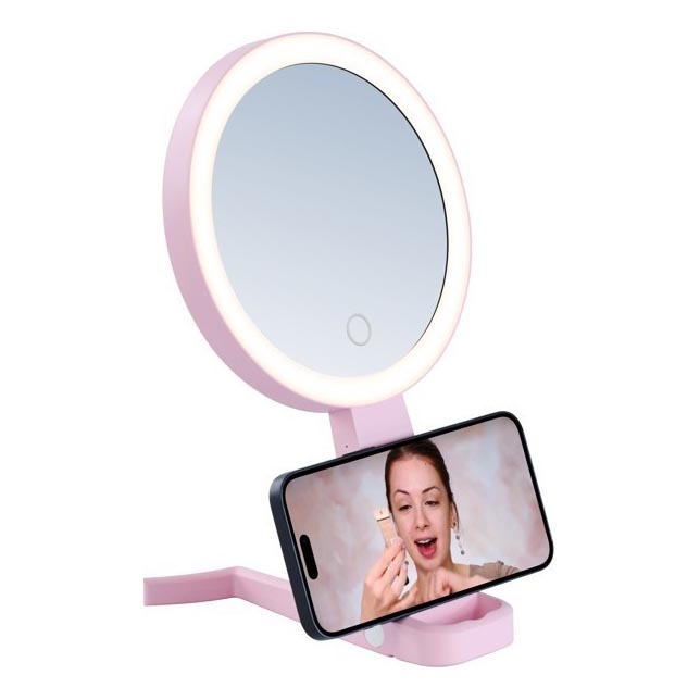 Immax 09102L - LED+CCT Espejo de maquillaje regulable SWEET LED/3W/5V rosa