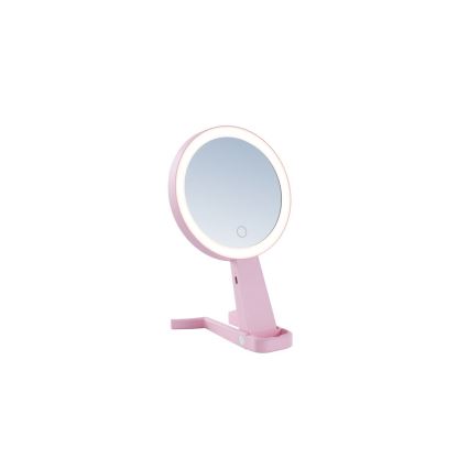 Immax 09102L - LED+CCT Espejo de maquillaje regulable SWEET LED/3W/5V rosa