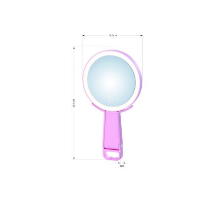 Immax 09102L - LED+CCT Espejo de maquillaje regulable SWEET LED/3W/5V rosa