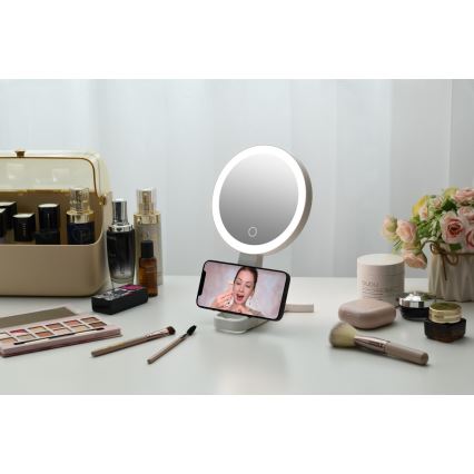 Immax 09103L - Espejo de maquillaje LED+CCT regulable SWEET LED/3W/5V blanco