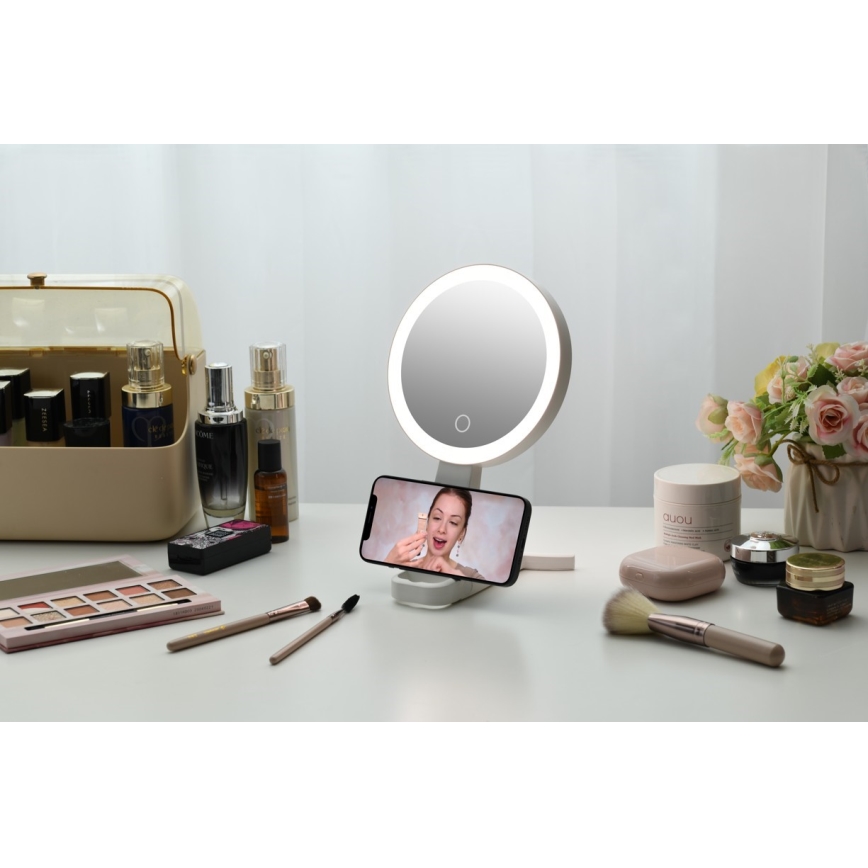 Immax 09103L - Espejo de maquillaje LED+CCT regulable SWEET LED/3W/5V blanco