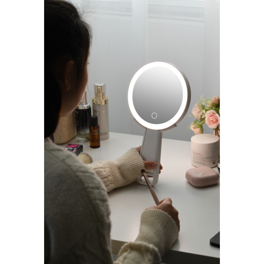 Immax 09103L - Espejo de maquillaje LED+CCT regulable SWEET LED/3W/5V blanco