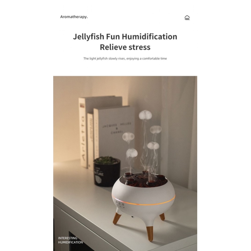 Immax 09104L - Difusor de aroma y humidificador de aire JELLYFISH LED/11W/5V