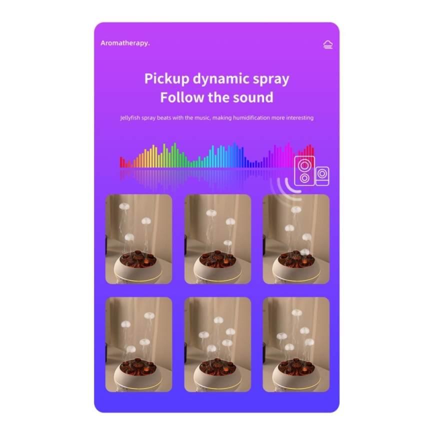 Immax 09104L - Difusor de aroma y humidificador de aire JELLYFISH LED/11W/5V