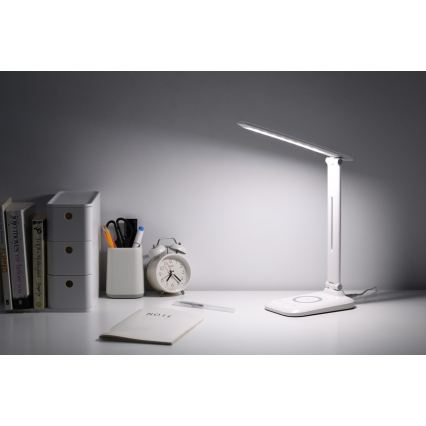 Lámpara de mesa LED regulable con carga inalámbrica QI y USB LUMI LED/7W/230V blanca