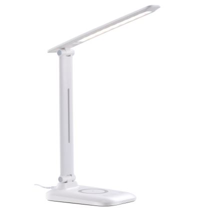 Lámpara de mesa LED regulable con carga inalámbrica QI y USB LUMI LED/7W/230V blanca