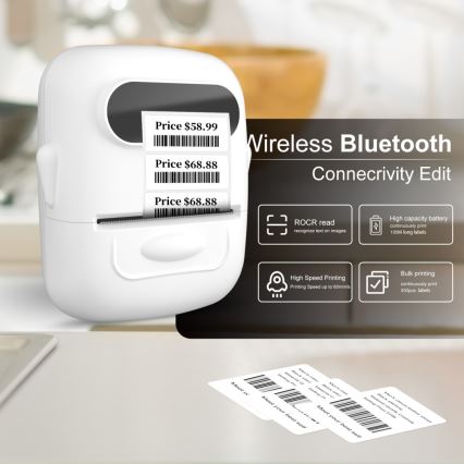 Impresora de etiquetas digital USB-C + etiquetas autoadhesivas 40x30mm