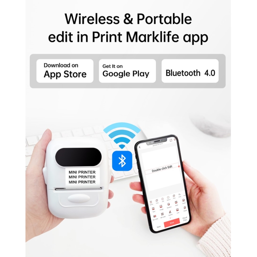 Impresora de etiquetas digital USB-C + etiquetas autoadhesivas 40x30mm